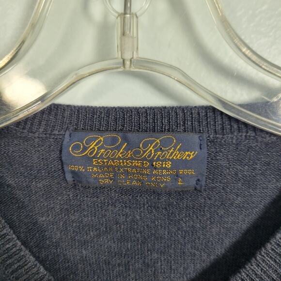 Brooks Brothers Men's Gray 100%  Italian Extra Fine Merino Wool Size L 10425-218 - Picture 3 of 6